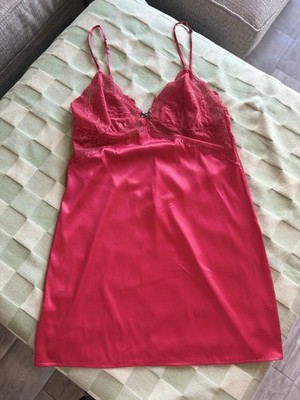 Elle Macpherson Chemise Lingerie Babydoll Modal Lace Red Sz M