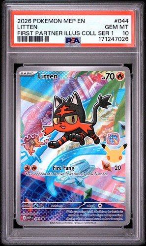 2026 POKEMON MEP FIRST PARTNER ILLUSTRATION COLLECTION #044 LITTEN PSA 10