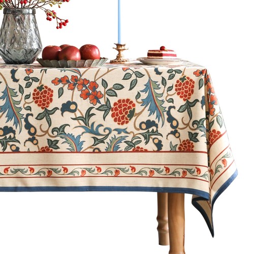 French Linen Pattern Tablecloth Soft Durable Floral Table Cloth Designer Kitc...