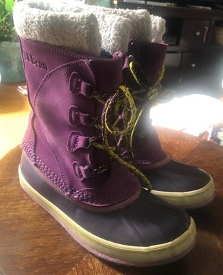 LL BEAN PURPLE SUEDE LACE UP WINTER SNOW BOOTS  KIDS SZ 5