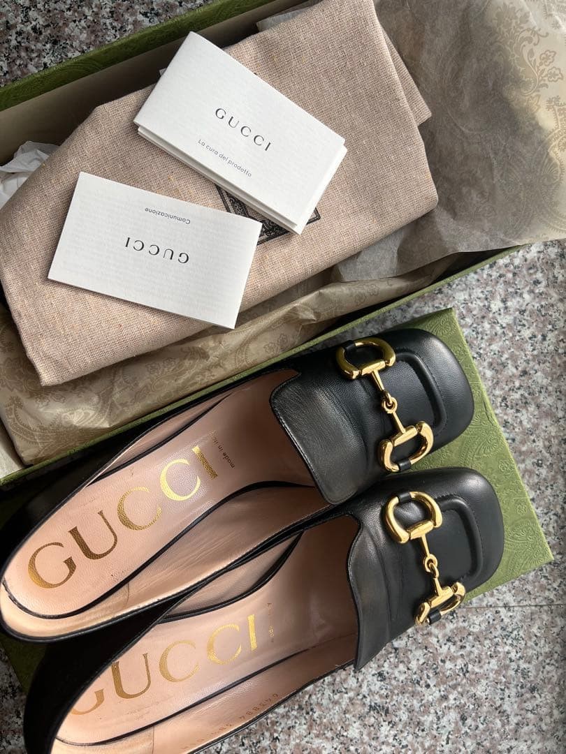 Gucci Horsebit Pumps Heel Black Leather Size 38.5 US About8.5 For Women thumbnail 9