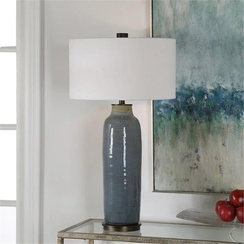 Maklaine Steel Table Lamp in Slate Blue - Picture 2 of 7