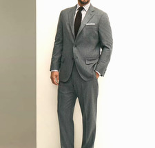 2025 JOS A BANK Gray Striped Full Suit 42R Wool Slim Fit
