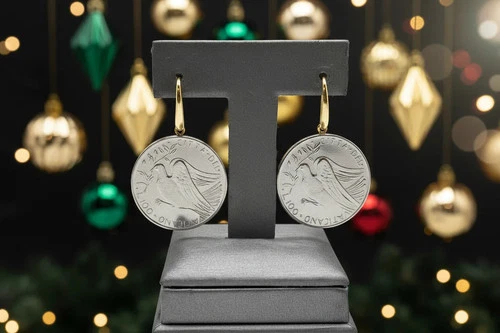 Bellezza Bronze Two-tone 100 Lira Coin Drop Earrings. - product listing photo