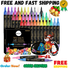 72 Colors Acrylic Paint Pens, 36 Pack Dual Tip Acrylic Paint Pens Markers for Ro