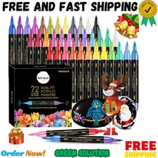 72 Colors Acrylic Paint Pens, 36 Pack Dual Tip Acrylic Paint Pens Markers for Ro