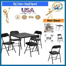 Madison 5-Piece Folding Card Table and Chairs Set Black Portable Event Furniture