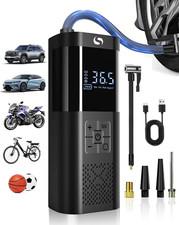 Compressore Aria Portatile, Mini Compressore a Batteria Con Manometro, Accessori