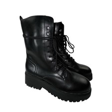 Madden Girl Maisey Black Combat Boots Side Zipper Lace-up Women’s NEW Sz 8M
