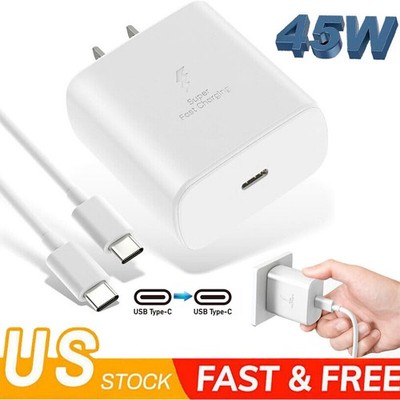 45W Super Type C Fast Wall Charger Block 6ft Cable For Samsung S25 S24 S23 Ultra