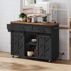 Kitchen Island with Power Outlet Rolling Kitchen Island with Sliding Barn Doors