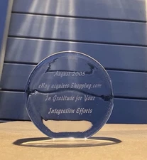 VTG eBay Employee Recognition Lucite Paperweight Merger Shopping.com 2005 SWAG