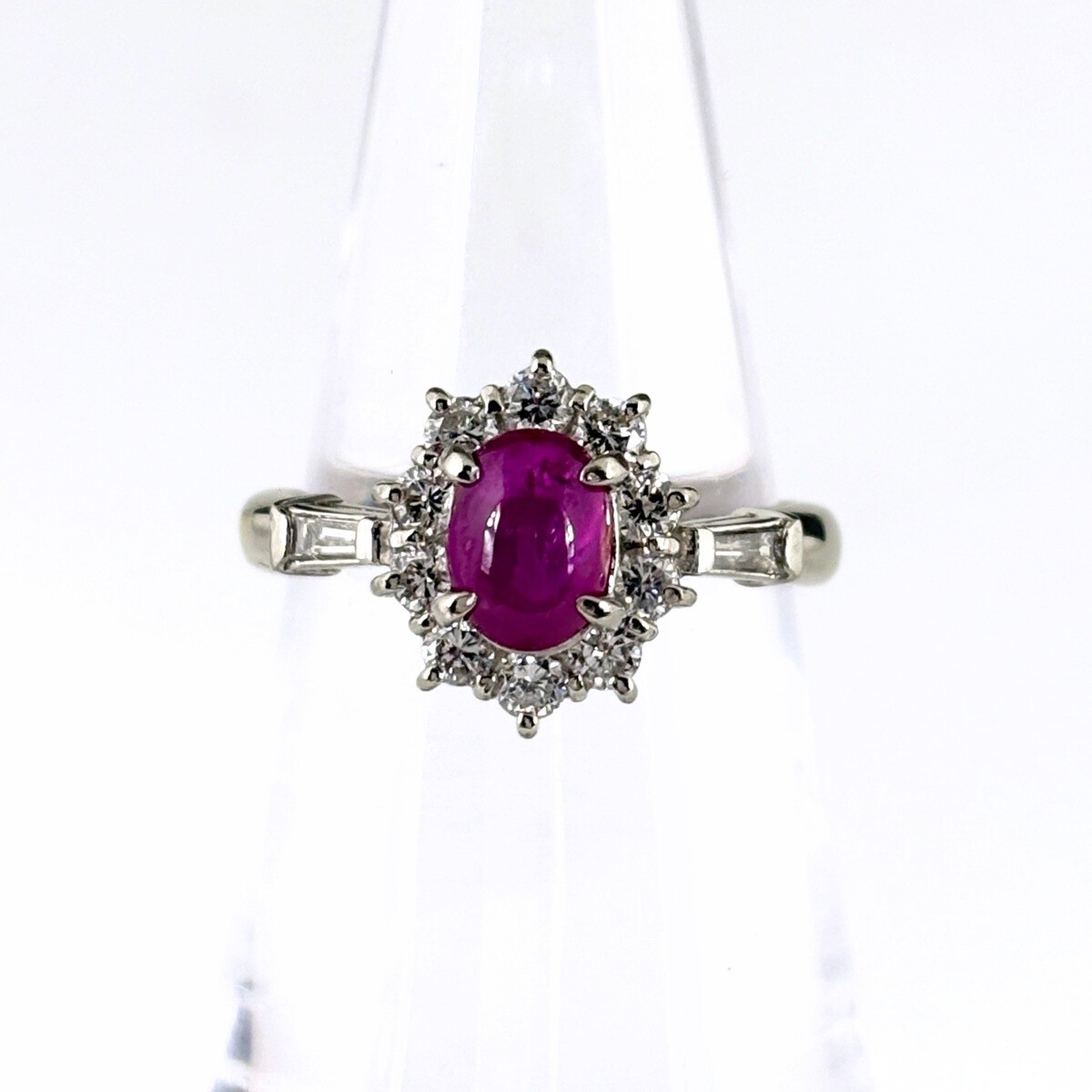 star ruby design ring Platinum ring melee diamond… - image 1