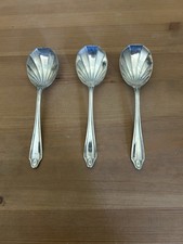 Vintage Scallop Shaped Silver Plated Dessert Fruits Spoons Set Of 3