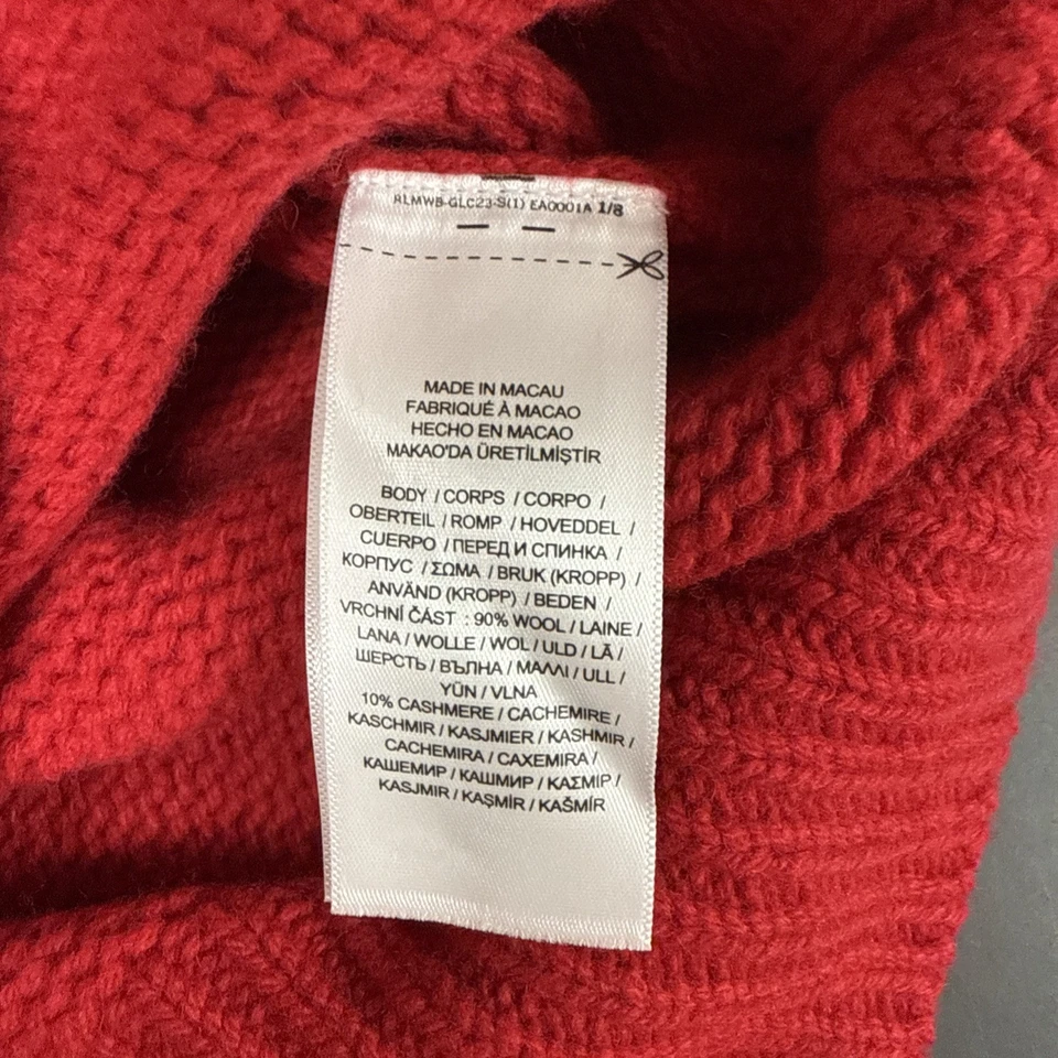 Polo Ralph Lauren Hombre Talla L, Lana Cachemira Cuello Alto Suéter Rojo Nuevo con Etiquetas $248 Foto 4 de 4