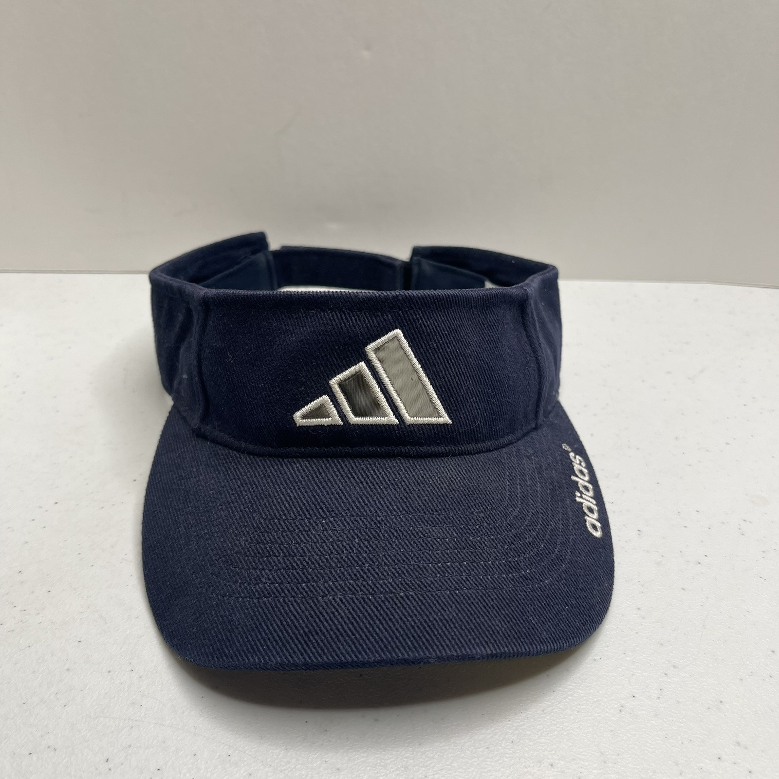 Vintage Adidas Blue Adjustable Strapback Visor Cap with Embroidered Spellout 90s