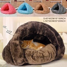 Pet Cat Dog House Kennel Puppy Cave Sleeping Bed Soft Mat Pad Winter Warm Nest