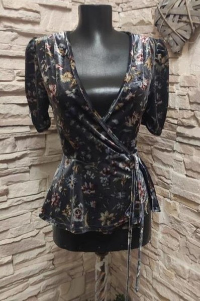 Women New Look Shirt Grey Velvet 36