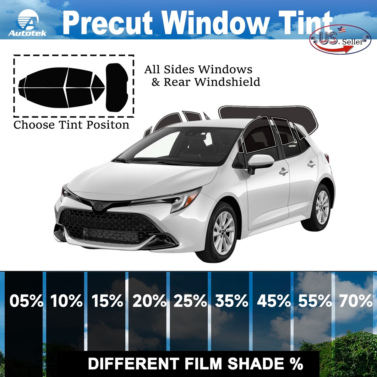 PreCut All Window Film Any Tint Shade VLT For Toyota Corolla
