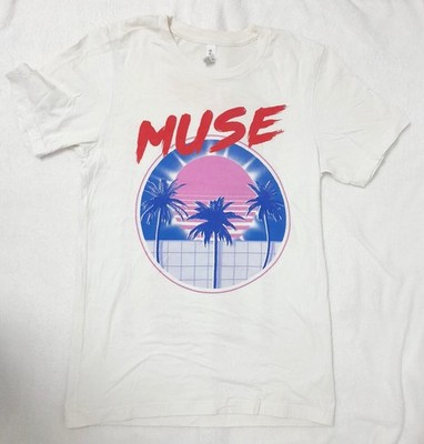 Muse T-shirt Band Tour S weiss blau rosa Bella + Canvas