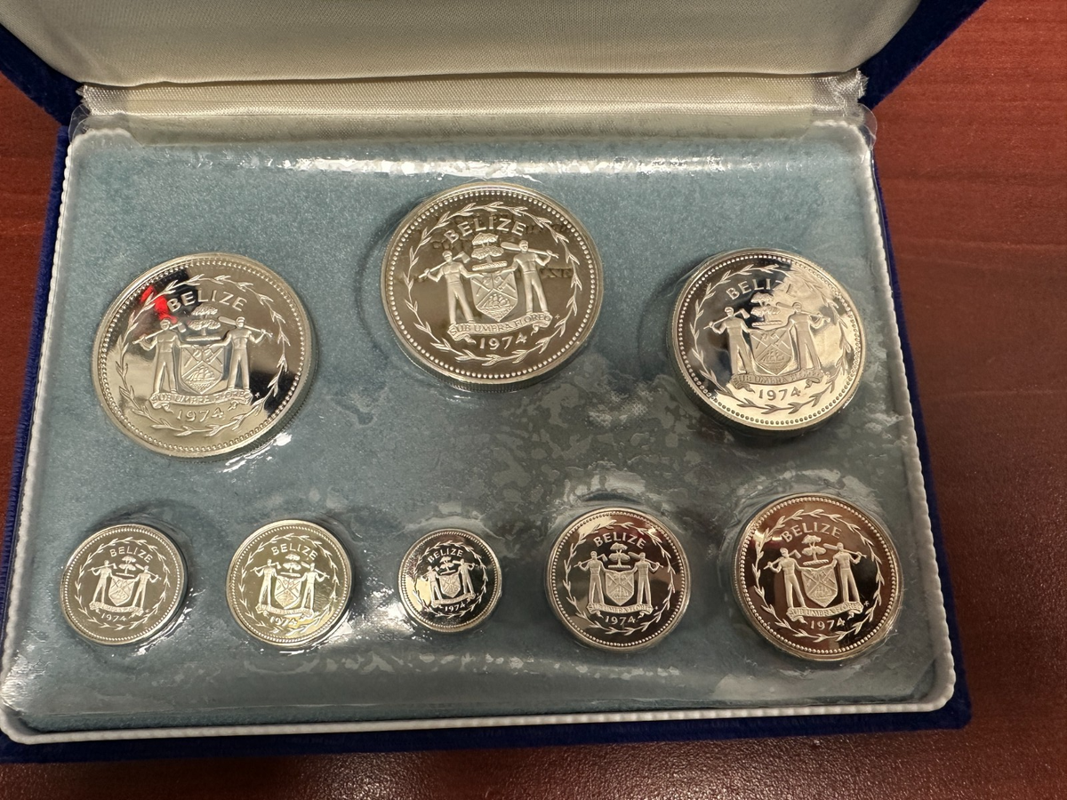 1974 Belize Proof Sterling Silver Coin Set 8 Coins Franklin Mint