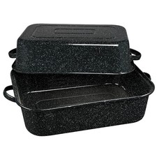 Granite Ware 21-Inch Covered Rectangular Roaster 21.25 inches, Speckled Black 