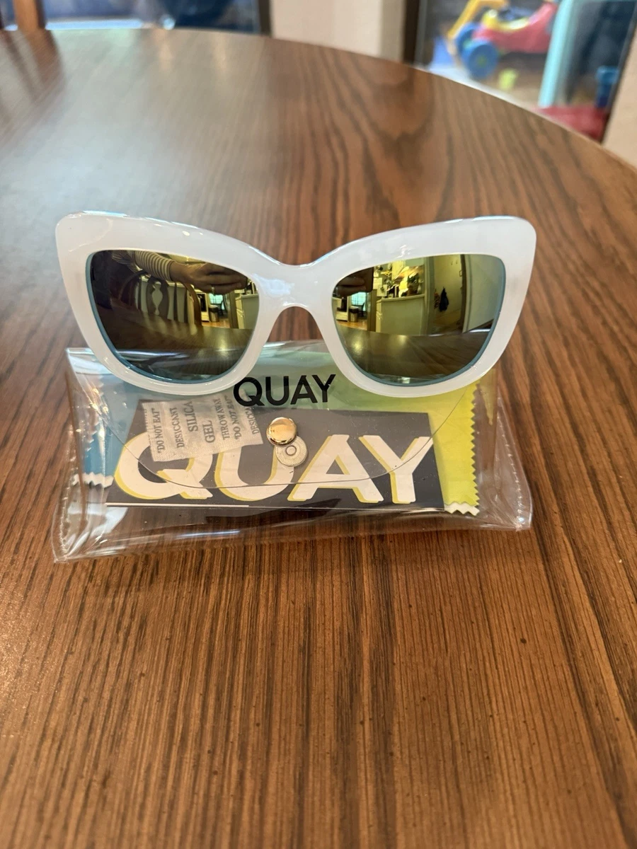 Quay Australia White Frame Sunglasses with Rose-Gold and Green Mirrored Lenses White Sunglasses | Trendy White Frames & Shades | Quay – QUAY main image 2