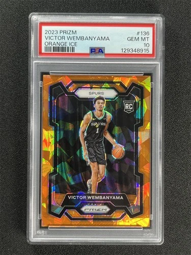 2023-24 Panini Prizm Victor Wembanyama #136 Orange Ice Rookie RC PSA 10 Mt &7102