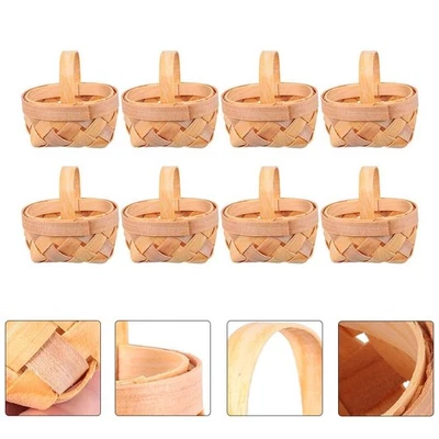 8 Pcs Bambou Tressé Panier Décoratif Panière Paniers Tressés Miniatures - Photo 1/4