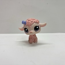Littlest Pet Shop Hasbro LPS Pink Lamb Sheep #1670 Purple Bow Eyes