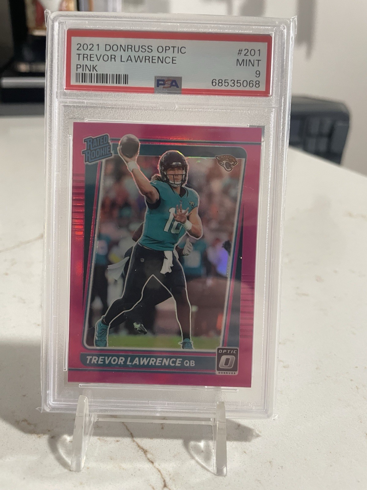 2021 Donruss Optic Rated Rookie Trevor Lawrence #201 Pink Prizm (RC) PSA 9 Mint