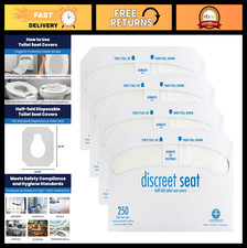 Flushable Toilet Seat Covers - 1000 Disposable Paper Seats, 4 Packs of 250, Half