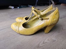 NEXT SOLE REVIVER MUSTARD LEATHER HEELED HEELS BUCKLE SHOES SIZE 7 WORN ONCE EXC