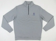Peter Millar Perth 1/4 Zip Pullover TPC POTOMAC Iron-White Stripe / Mens Medium