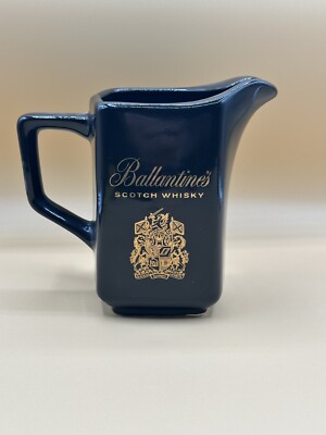 Vintage Ballantine's Scotch Whiskey Pitcher Pub Barware Advertising, Black