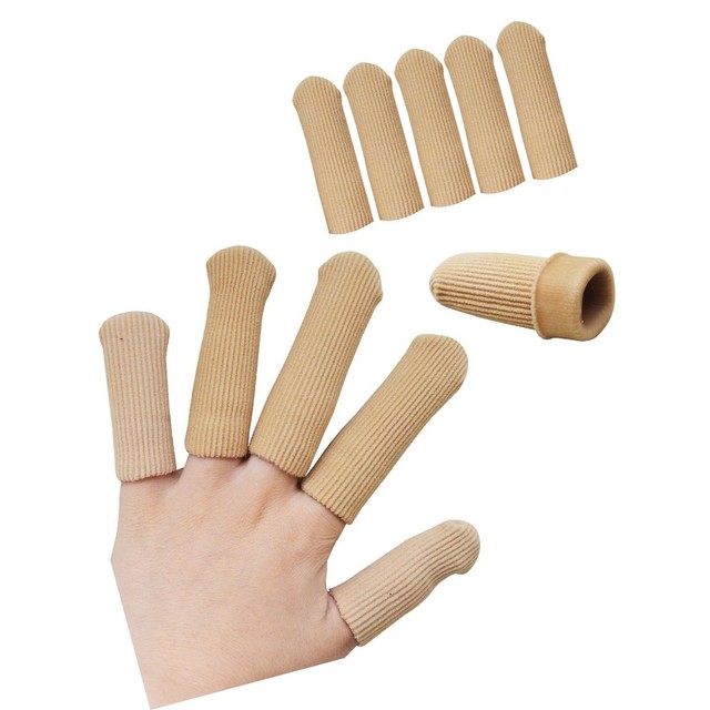 5 Pieces Gel Finger Protectors, Fabric and Silicone Caps, Finger