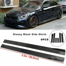 Gloss Black 86.6'' Side Skirt Extension Lip Rocker Panel For BMW E90 E92 E93 E60
