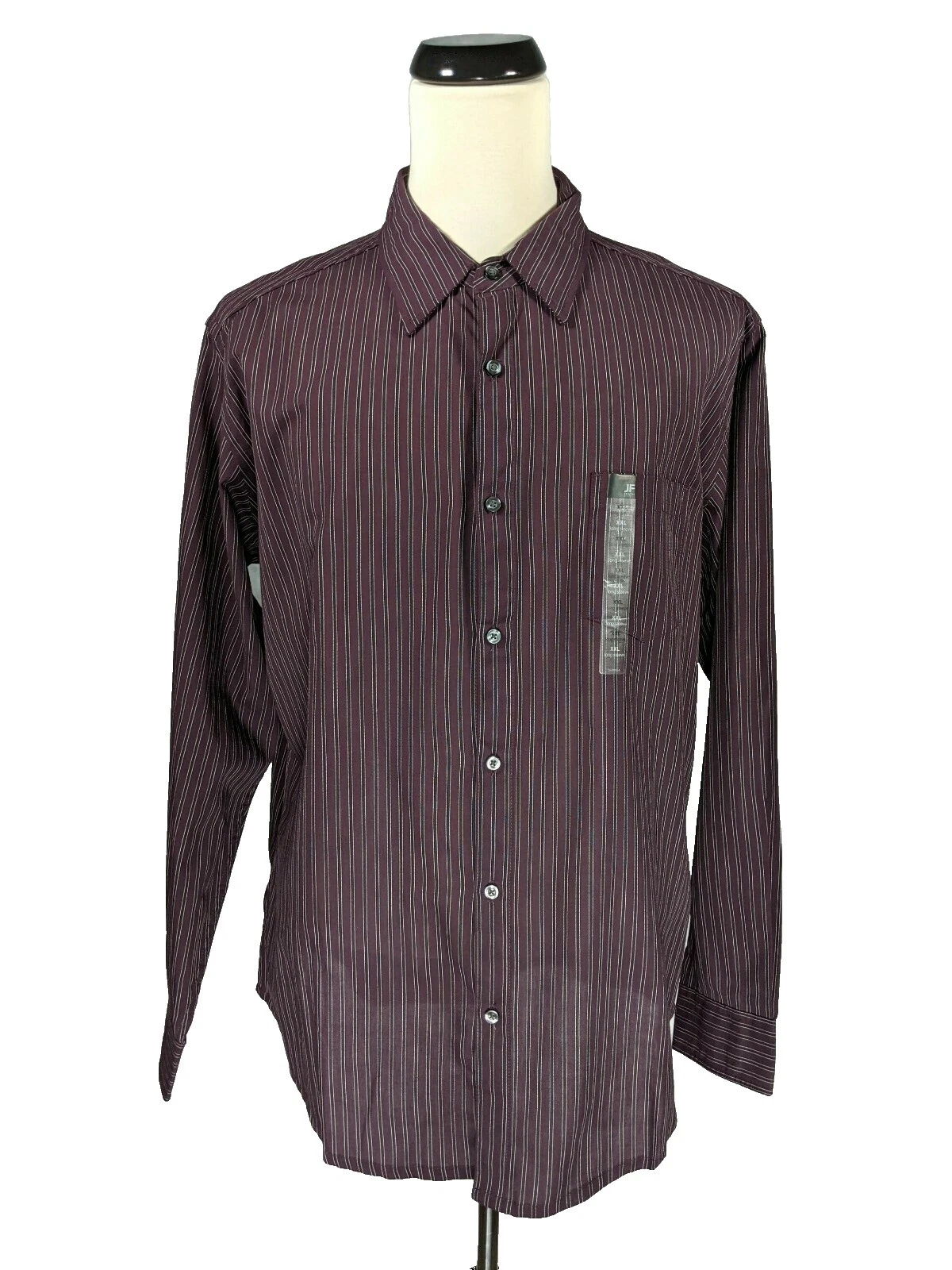 J. Ferrar Striped Regular Size Casual Button-Down Shirts for Men