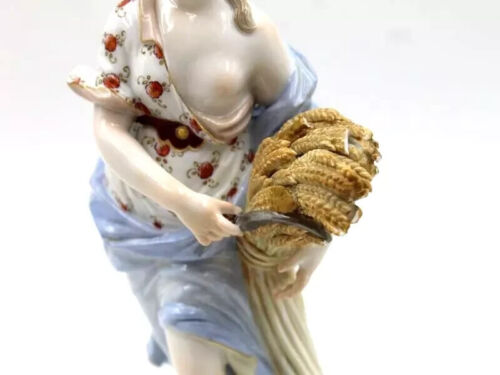 Antique Meissen Lady Figurine & Wheat 7 3/4” C88 Allegory for Summer Fall Autumn - Picture 3 of 7