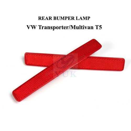 Red Lens Rear Bumper Reflector Assembly Light L+R  For VW TRANSPORTER T5 2003-11 - Picture 3 of 8