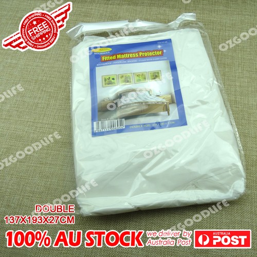 2X Waterproof Single Or Double Mattress Protector Cover Fitted Plastic
