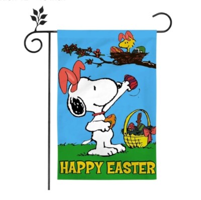 Snoopy Woodstock Peanuts / Easter Flag Oster Fahne Flagge blau grün / NEU USA