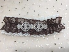 Au Made Vintage Brown lace  Ivory Wedding Garter Plus Sizes available