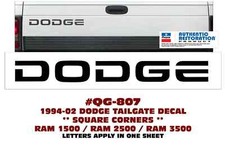 Qg-807 1994 1995 1997 1998 2000 2002 Ram - Dodge Tailgate Decal - Square Corners