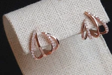 1.50Ct Round Cut Simulated Diamond Womens Hoop Earring In 14K Rose Gold Finish