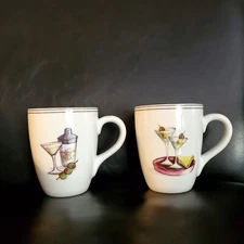 2 Boston Warehouse Trading Corp. Coffee Mugs with Martini Motif