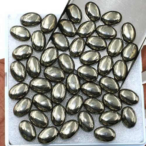 15 PC Natural Golden Pyrite Top Grade 14x10mm Oval Cabochon Calibrated Gemstones - Picture 16 of 18