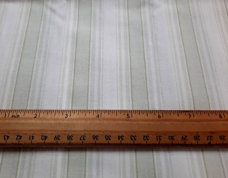 2 yds 'Treasures' by Shabby Chic Fabrics Green & White Striped Cotton - Image 3 of 4