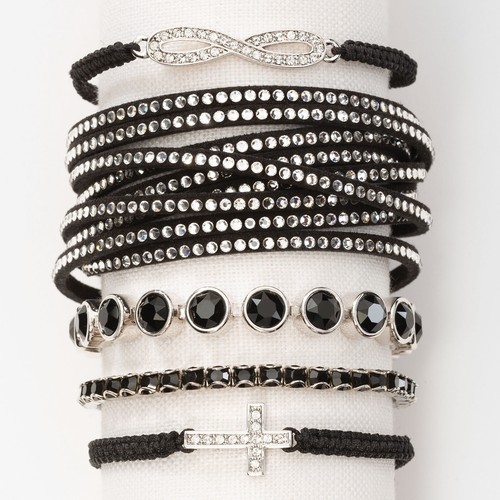 Pulsera elástica Touchstone Crystal de Swarovski JET color negro - Imagen 2 de 2