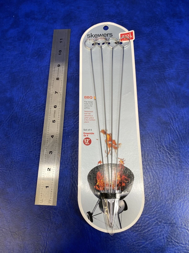 Good Cook Set of 4 Skewers Flat Design for BBQ Grilling Barbeque Summer Grill - Image 2 of 4